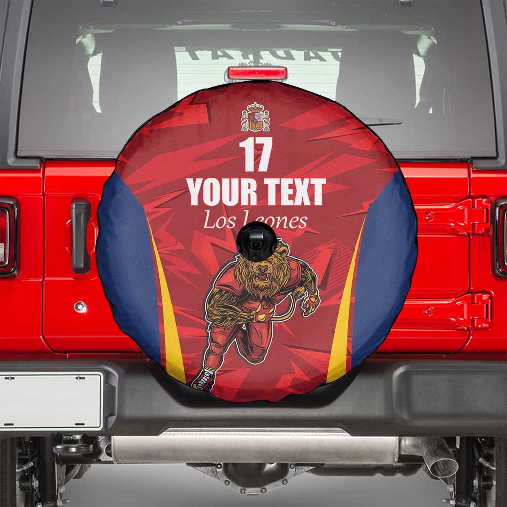 Custom Espana Rugby Spain Spare Tire Cover Lion Mascot Come on Los Leones Red Style