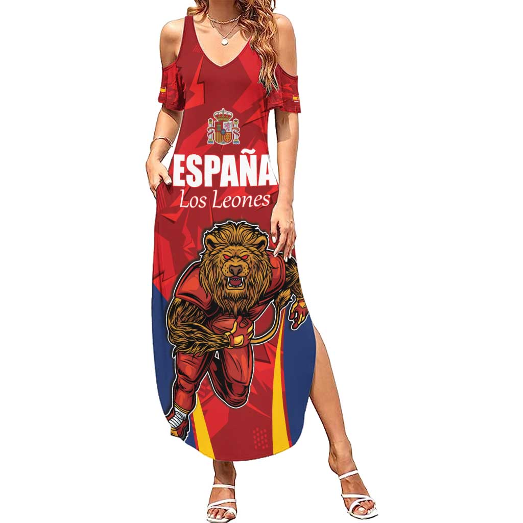 Custom Espana Rugby Spain Summer Maxi Dress Lion Mascot Come on Los Leones Red Style