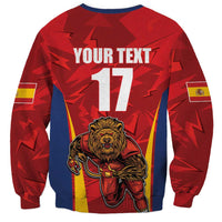 Custom Espana Rugby Spain Sweatshirt Lion Mascot Come on Los Leones Red Style