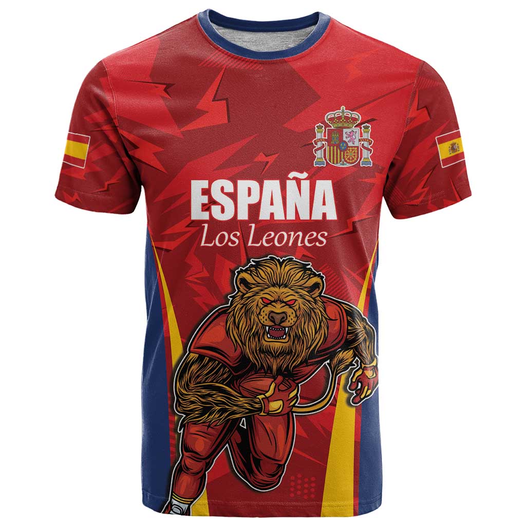 Custom Espana Rugby Spain T Shirt Lion Mascot Come on Los Leones Red Style