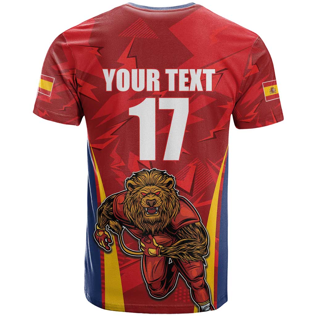 Custom Espana Rugby Spain T Shirt Lion Mascot Come on Los Leones Red Style