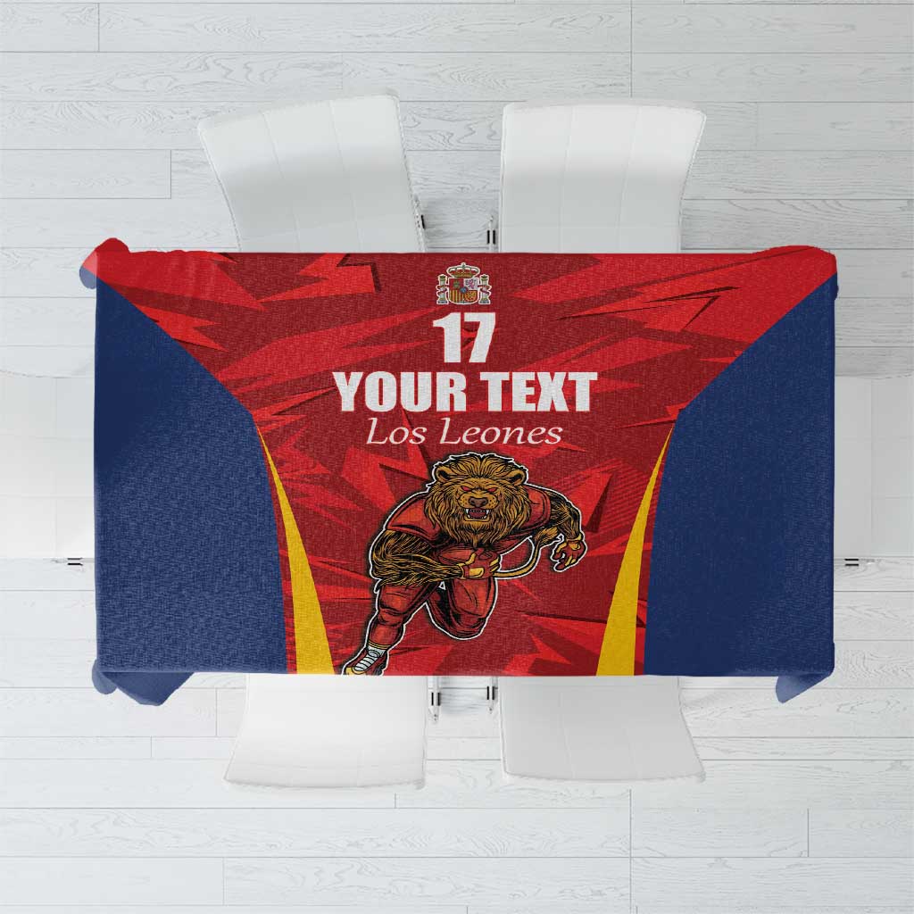 Custom Espana Rugby Spain Tablecloth Lion Mascot Come on Los Leones Red Style