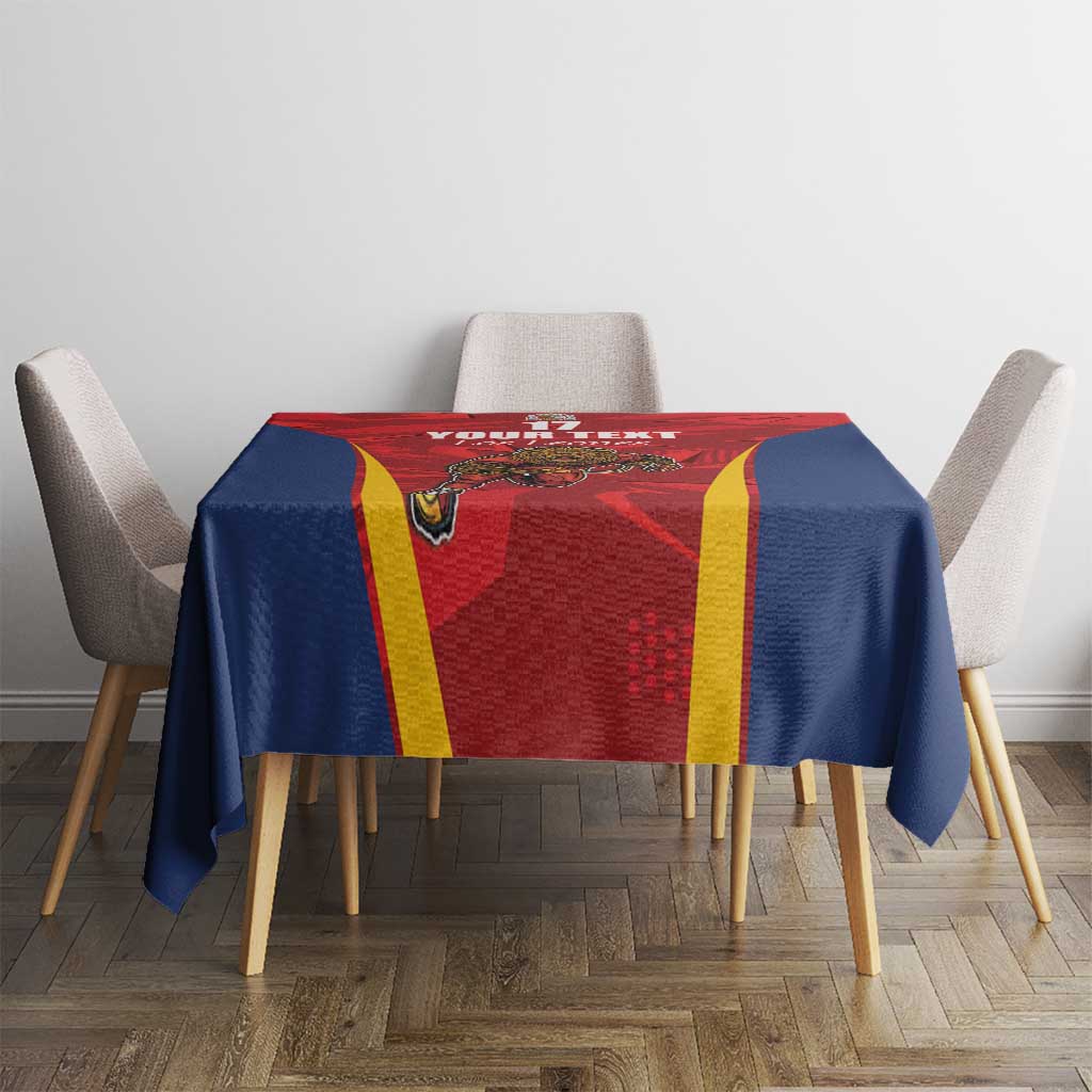 Custom Espana Rugby Spain Tablecloth Lion Mascot Come on Los Leones Red Style
