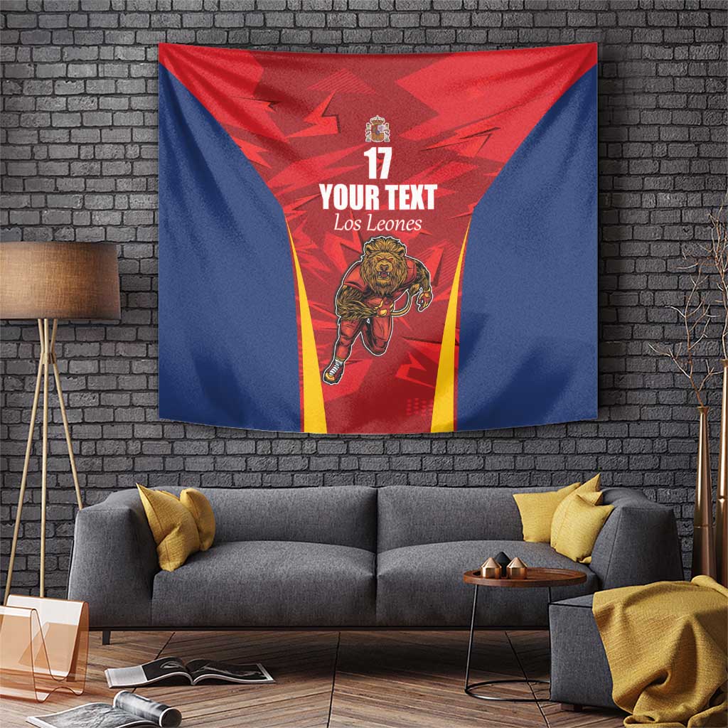 Custom Espana Rugby Spain Tapestry Lion Mascot Come on Los Leones Red Style
