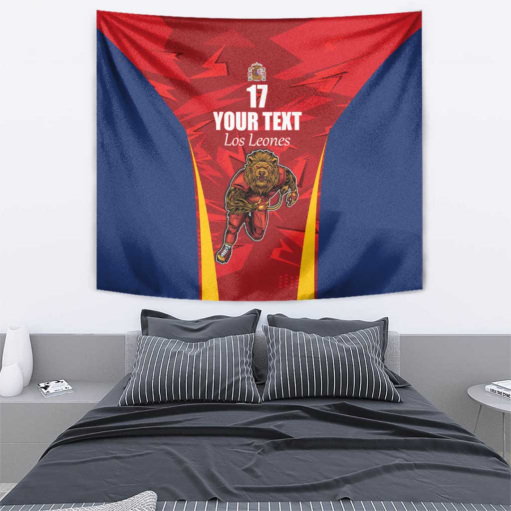 Custom Espana Rugby Spain Tapestry Lion Mascot Come on Los Leones Red Style