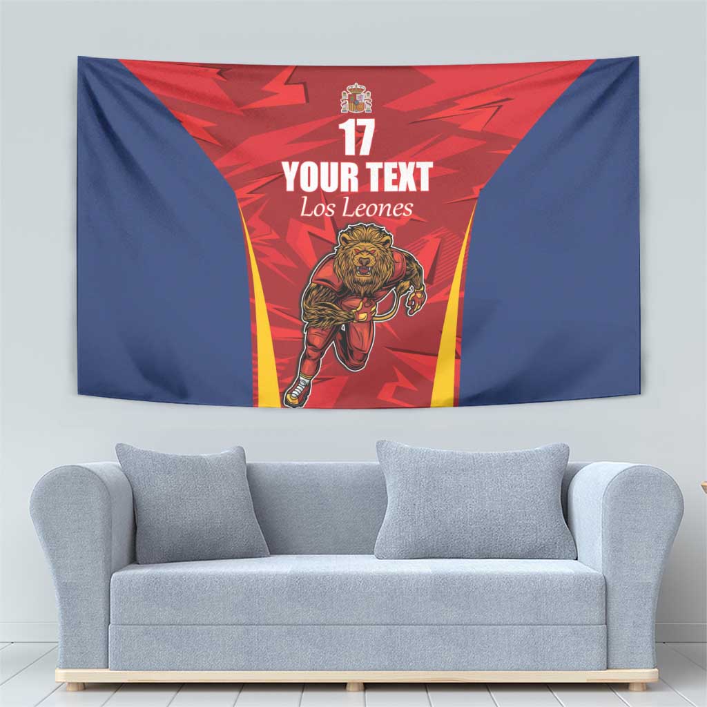 Custom Espana Rugby Spain Tapestry Lion Mascot Come on Los Leones Red Style