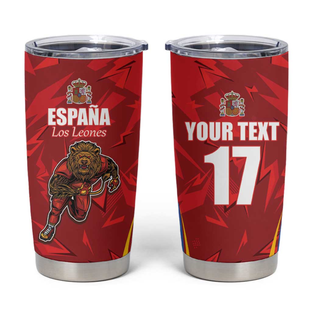 Custom Espana Rugby Spain Tumbler Cup Lion Mascot Come on Los Leones Red Style