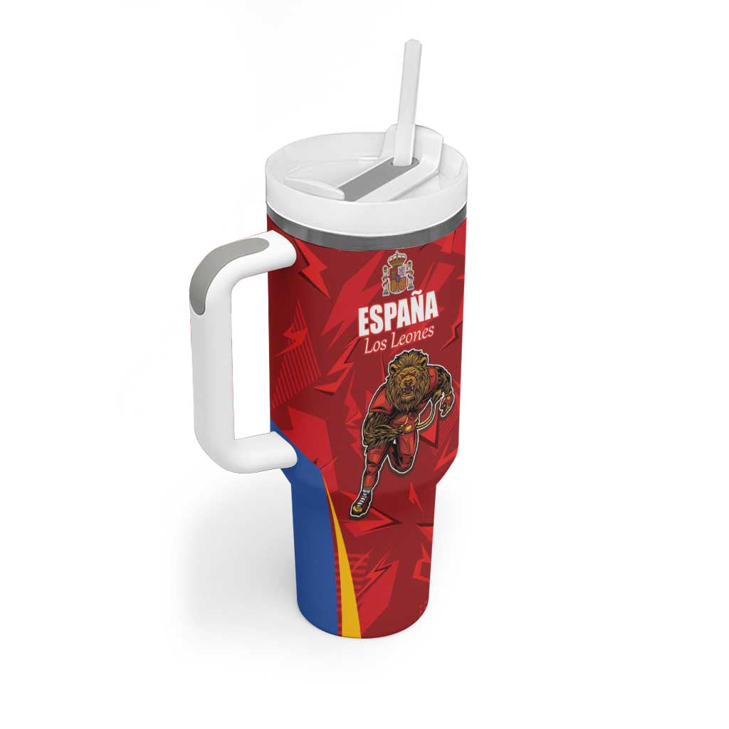 Custom Espana Rugby Spain Tumbler With Handle Lion Mascot Come on Los Leones Red Style