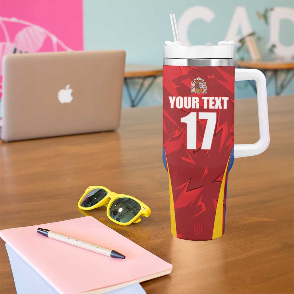 Custom Espana Rugby Spain Tumbler With Handle Lion Mascot Come on Los Leones Red Style