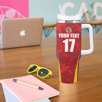 Custom Espana Rugby Spain Tumbler With Handle Lion Mascot Come on Los Leones Red Style