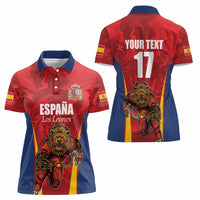 Custom Espana Rugby Spain Women Polo Shirt Lion Mascot Come on Los Leones Red Style