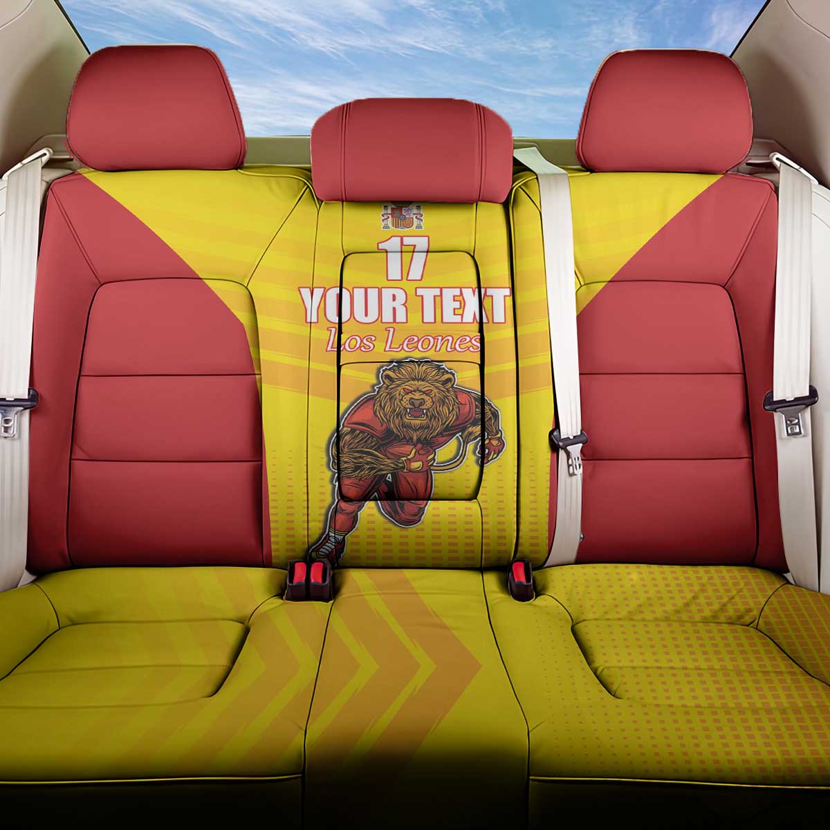 Custom Espana Rugby Spain Back Car Seat Cover Lion Mascot Come on Los Leones Yellow Style