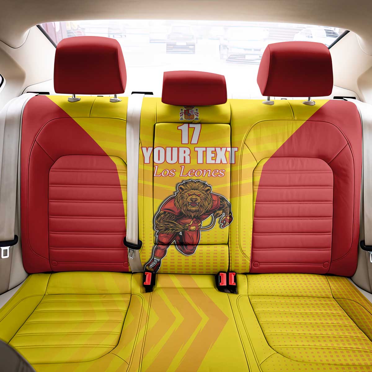 Custom Espana Rugby Spain Back Car Seat Cover Lion Mascot Come on Los Leones Yellow Style