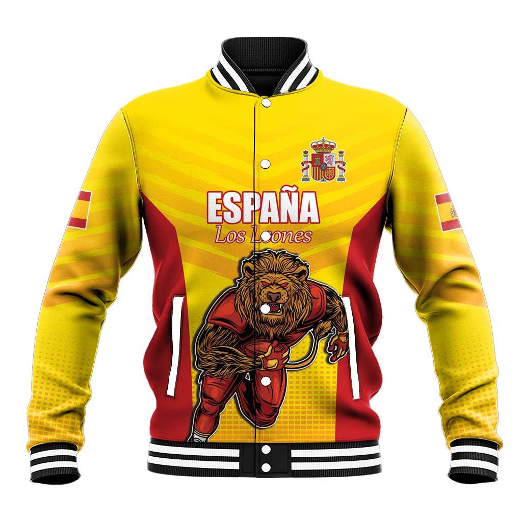 Custom Espana Rugby Spain Baseball Jacket Lion Mascot Come on Los Leones Yellow Style