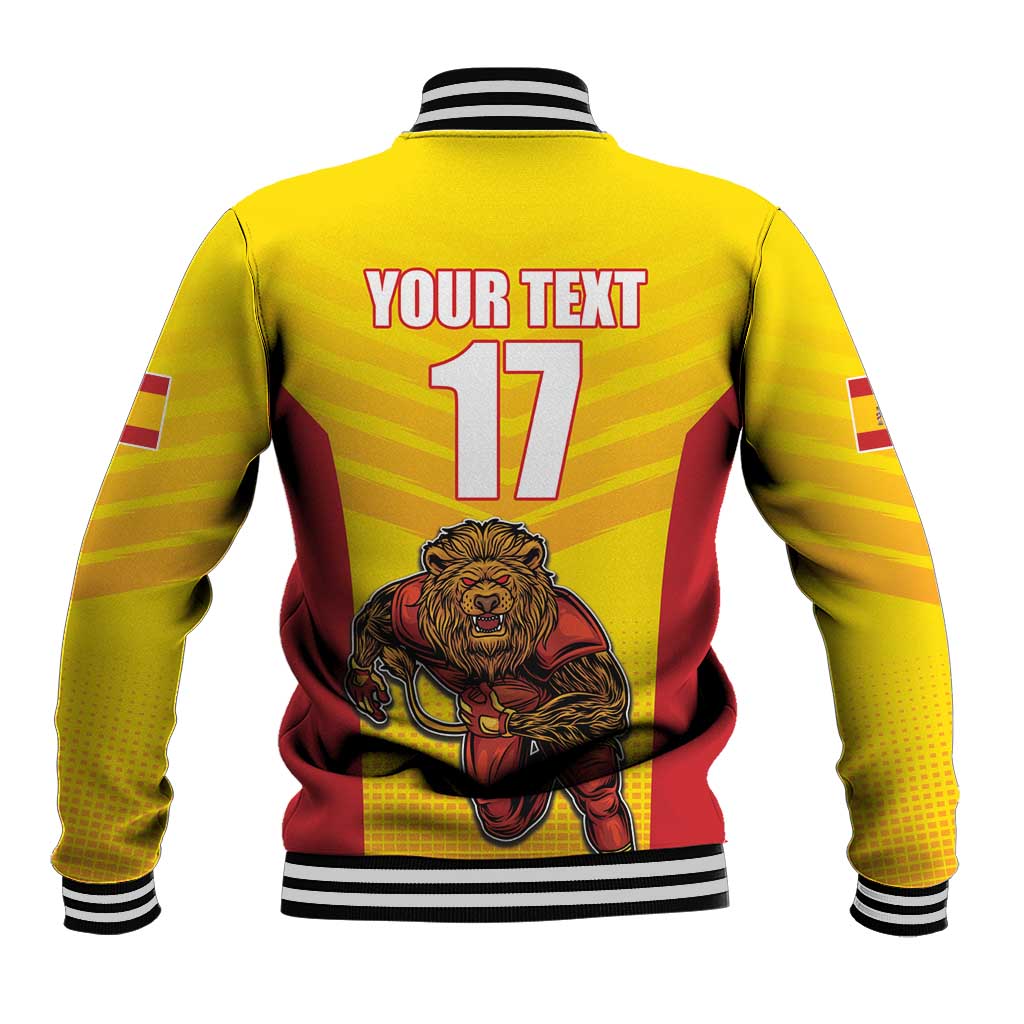 Custom Espana Rugby Spain Baseball Jacket Lion Mascot Come on Los Leones Yellow Style