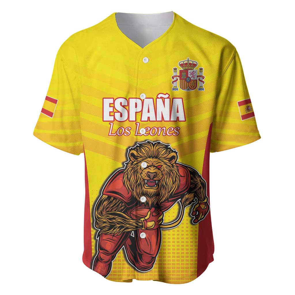 Custom Espana Rugby Spain Baseball Jersey Lion Mascot Come on Los Leones Yellow Style