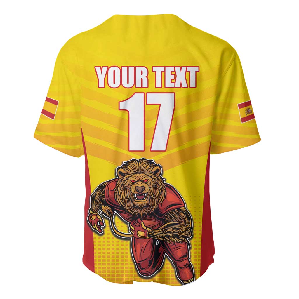 Custom Espana Rugby Spain Baseball Jersey Lion Mascot Come on Los Leones Yellow Style