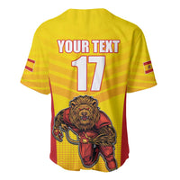 Custom Espana Rugby Spain Baseball Jersey Lion Mascot Come on Los Leones Yellow Style