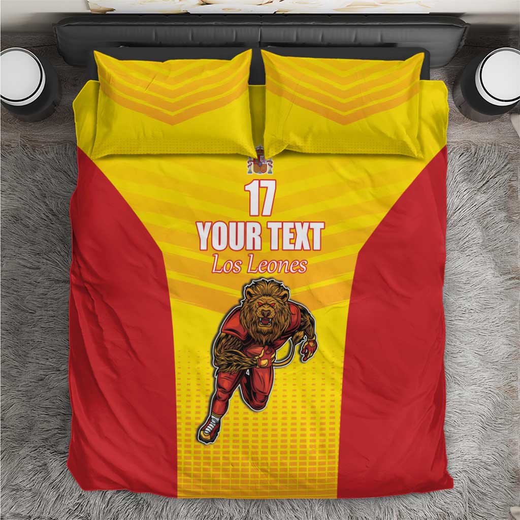 Custom Espana Rugby Spain Bedding Set Lion Mascot Come on Los Leones Yellow Style