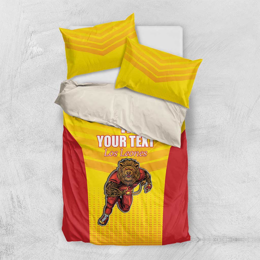 Custom Espana Rugby Spain Bedding Set Lion Mascot Come on Los Leones Yellow Style