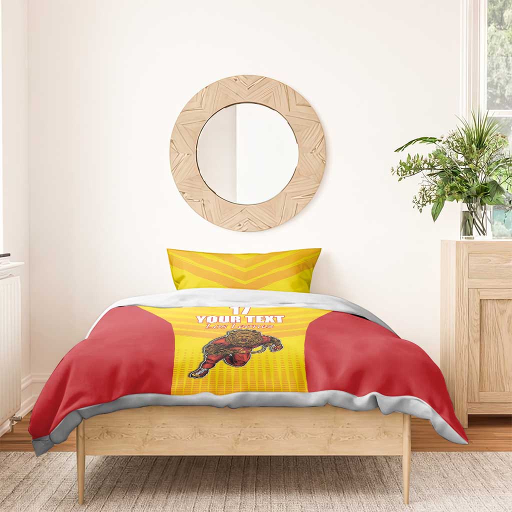 Custom Espana Rugby Spain Bedding Set Lion Mascot Come on Los Leones Yellow Style
