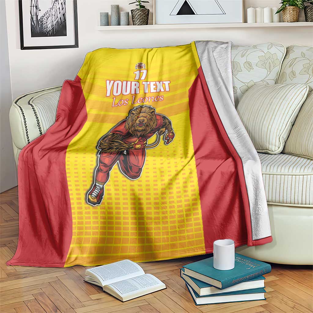 Custom Espana Rugby Spain Blanket Lion Mascot Come on Los Leones Yellow Style