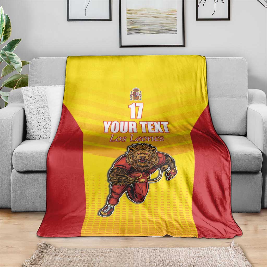 Custom Espana Rugby Spain Blanket Lion Mascot Come on Los Leones Yellow Style