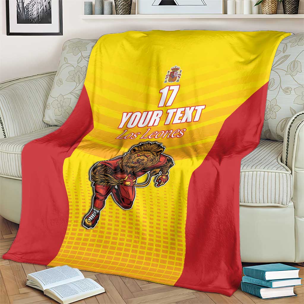 Custom Espana Rugby Spain Blanket Lion Mascot Come on Los Leones Yellow Style