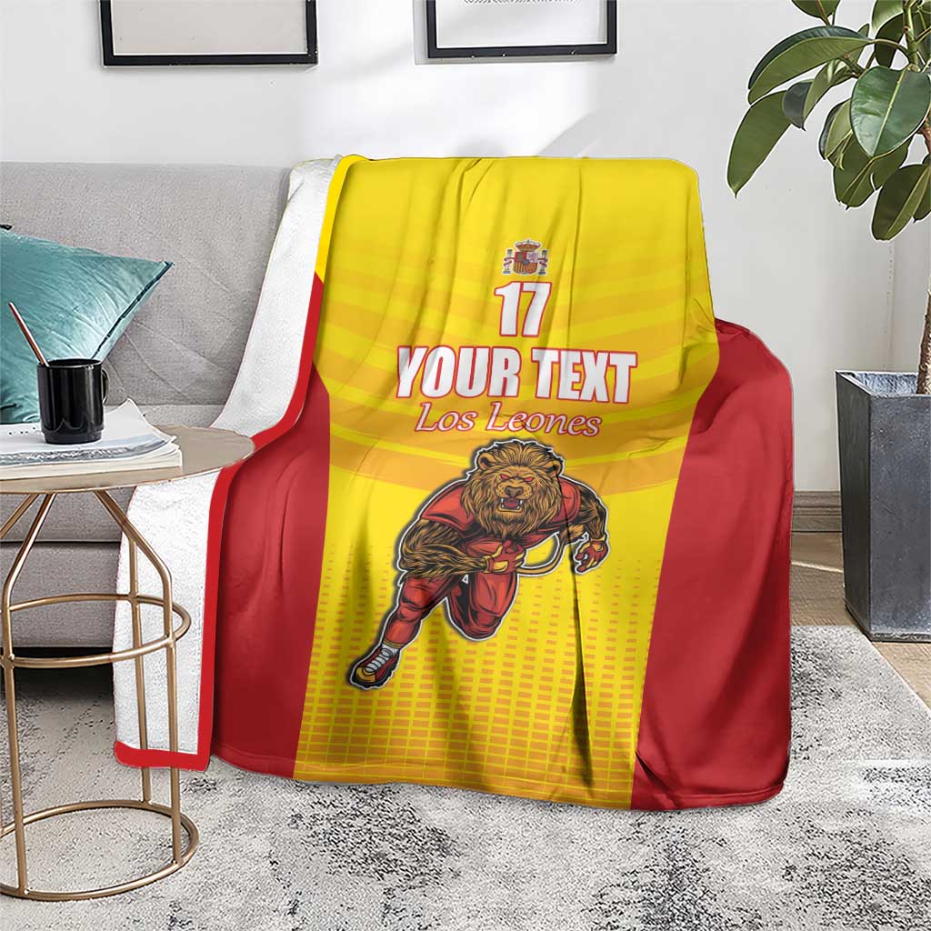 Custom Espana Rugby Spain Blanket Lion Mascot Come on Los Leones Yellow Style
