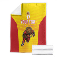 Custom Espana Rugby Spain Blanket Lion Mascot Come on Los Leones Yellow Style