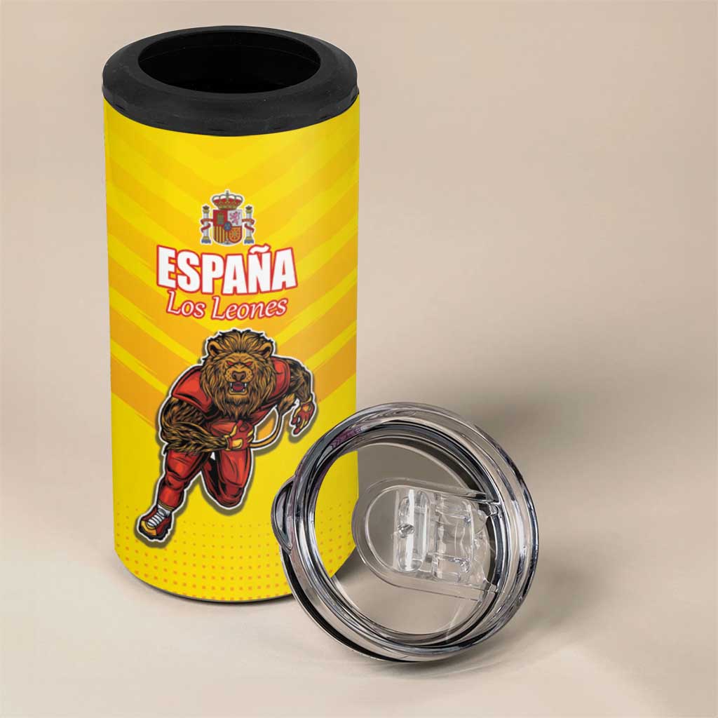 Custom Espana Rugby Spain 4 in 1 Can Cooler Tumbler Lion Mascot Come on Los Leones Yellow Style