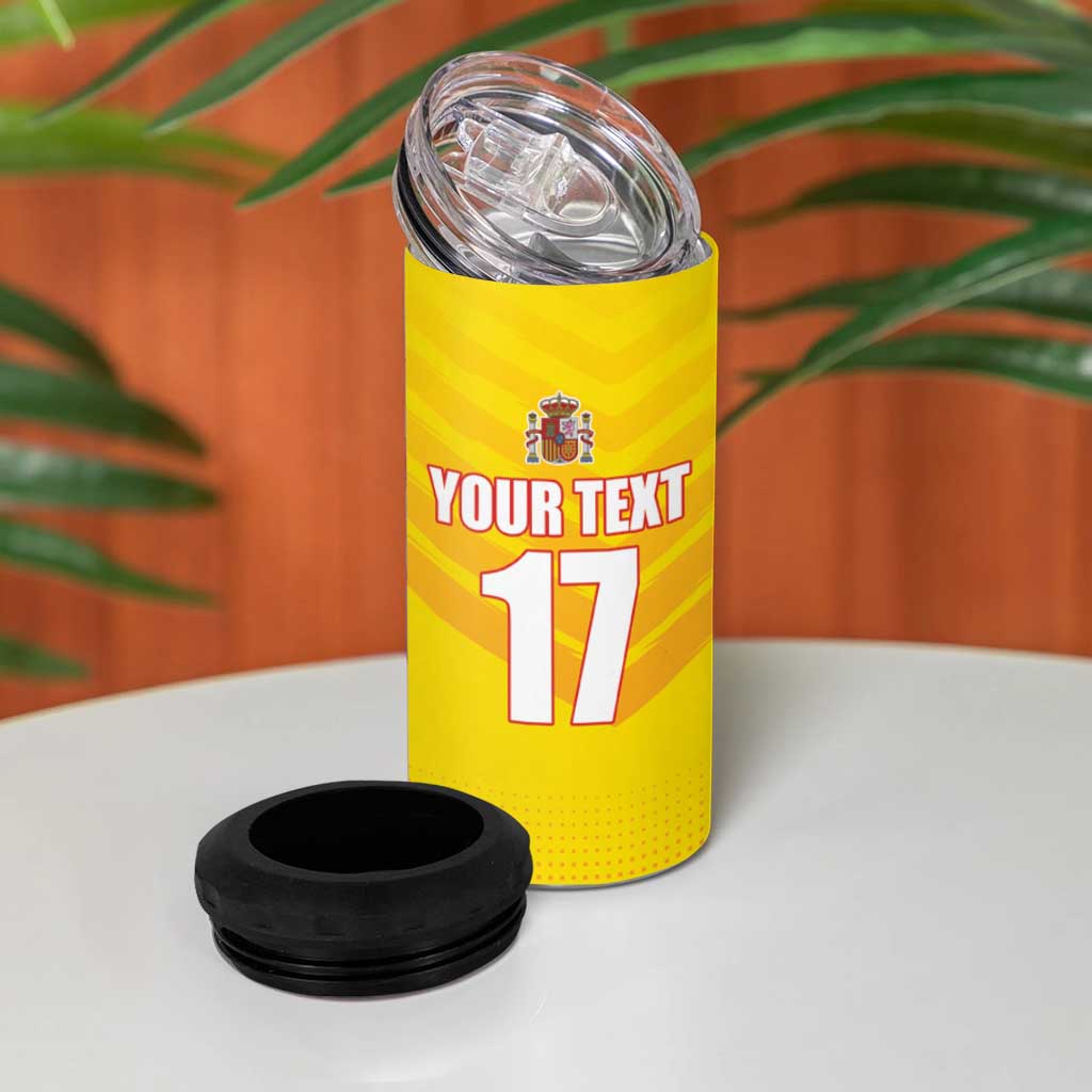 Custom Espana Rugby Spain 4 in 1 Can Cooler Tumbler Lion Mascot Come on Los Leones Yellow Style