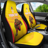 Custom Espana Rugby Spain Car Seat Cover Lion Mascot Come on Los Leones Yellow Style