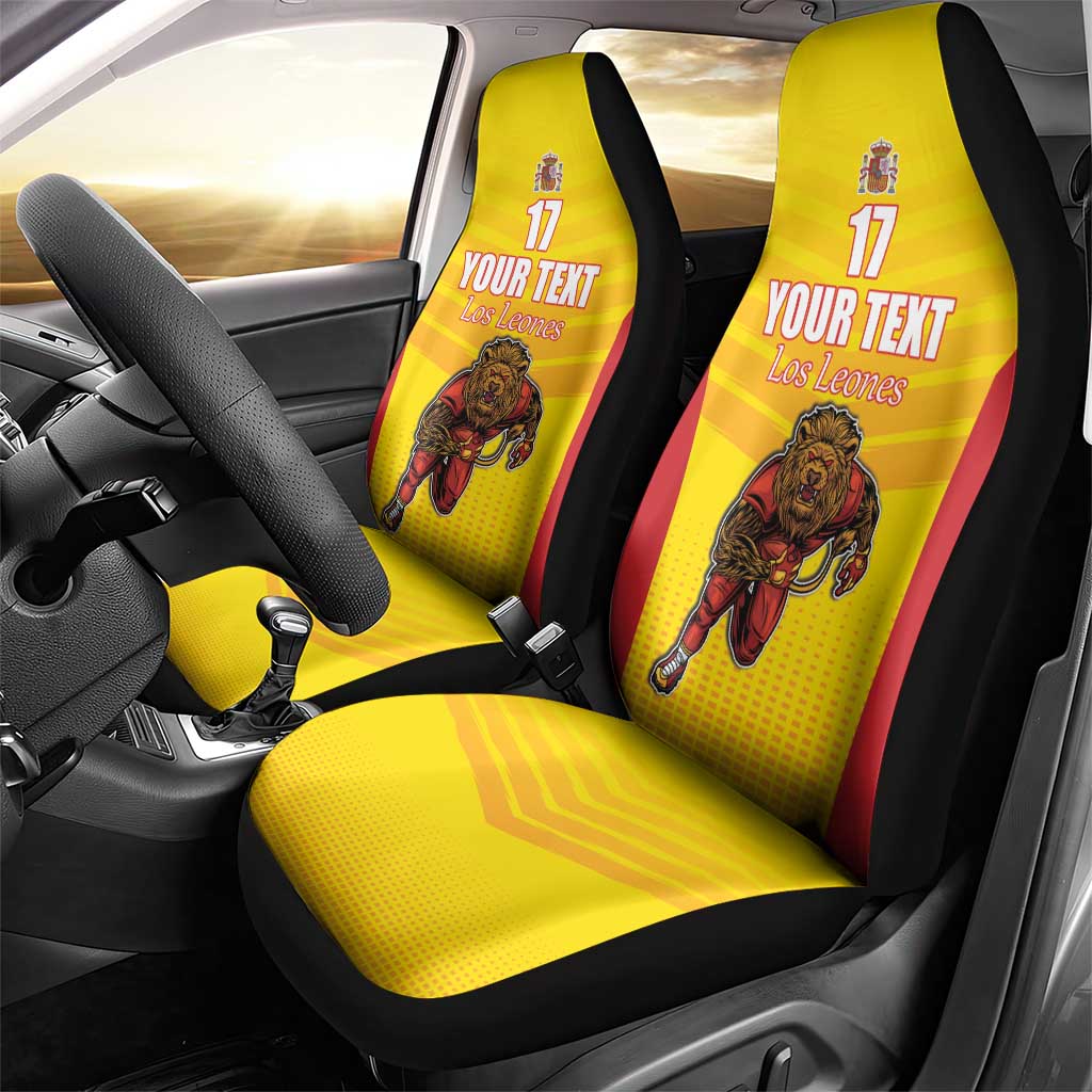 Custom Espana Rugby Spain Car Seat Cover Lion Mascot Come on Los Leones Yellow Style