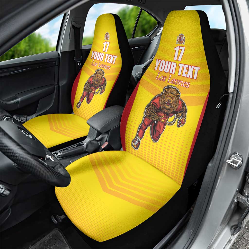 Custom Espana Rugby Spain Car Seat Cover Lion Mascot Come on Los Leones Yellow Style