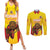Custom Espana Rugby Spain Couples Matching Summer Maxi Dress and Long Sleeve Button Shirt Lion Mascot Come on Los Leones Yellow Style