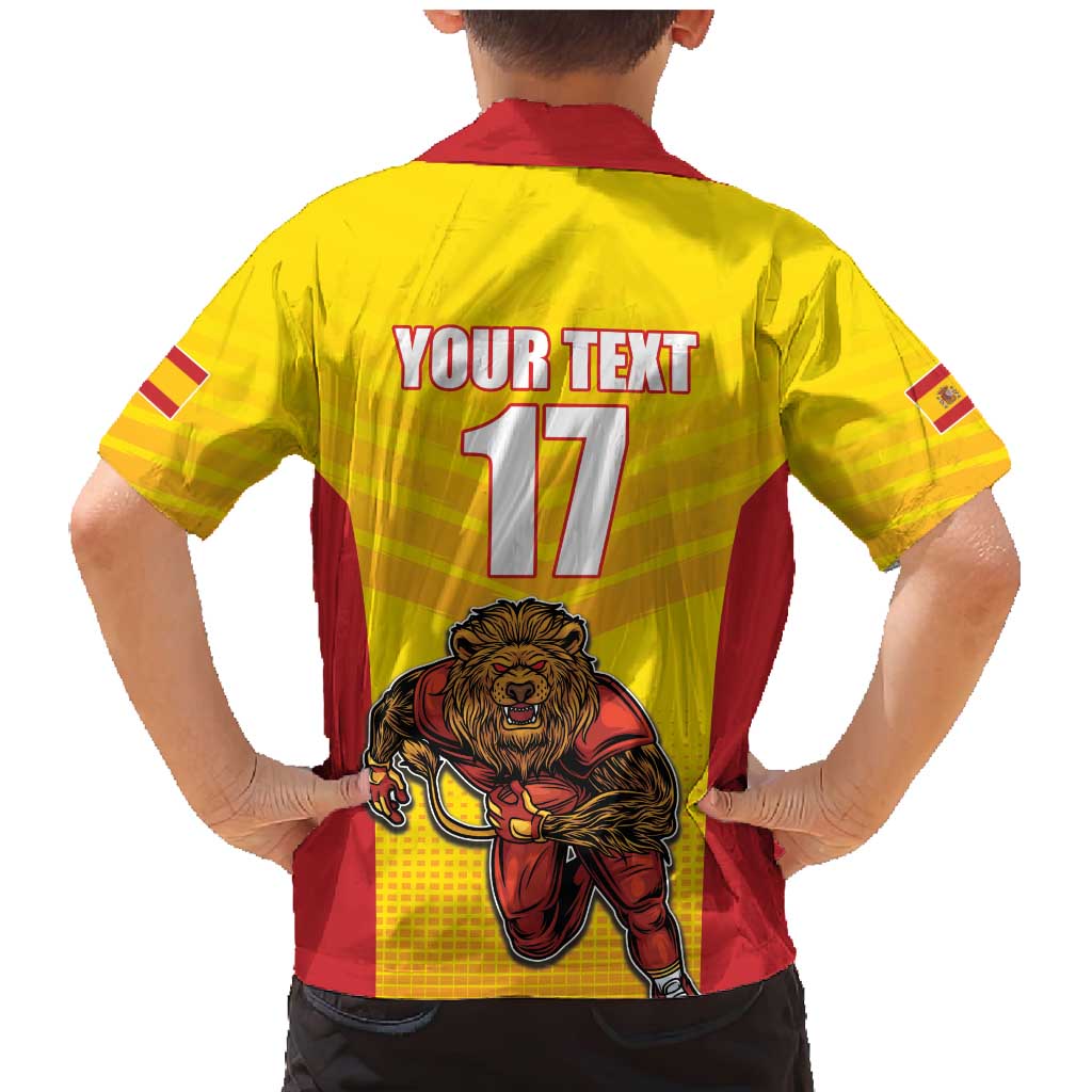 Custom Espana Rugby Spain Family Matching Mermaid Dress and Hawaiian Shirt Lion Mascot Come on Los Leones Yellow Style