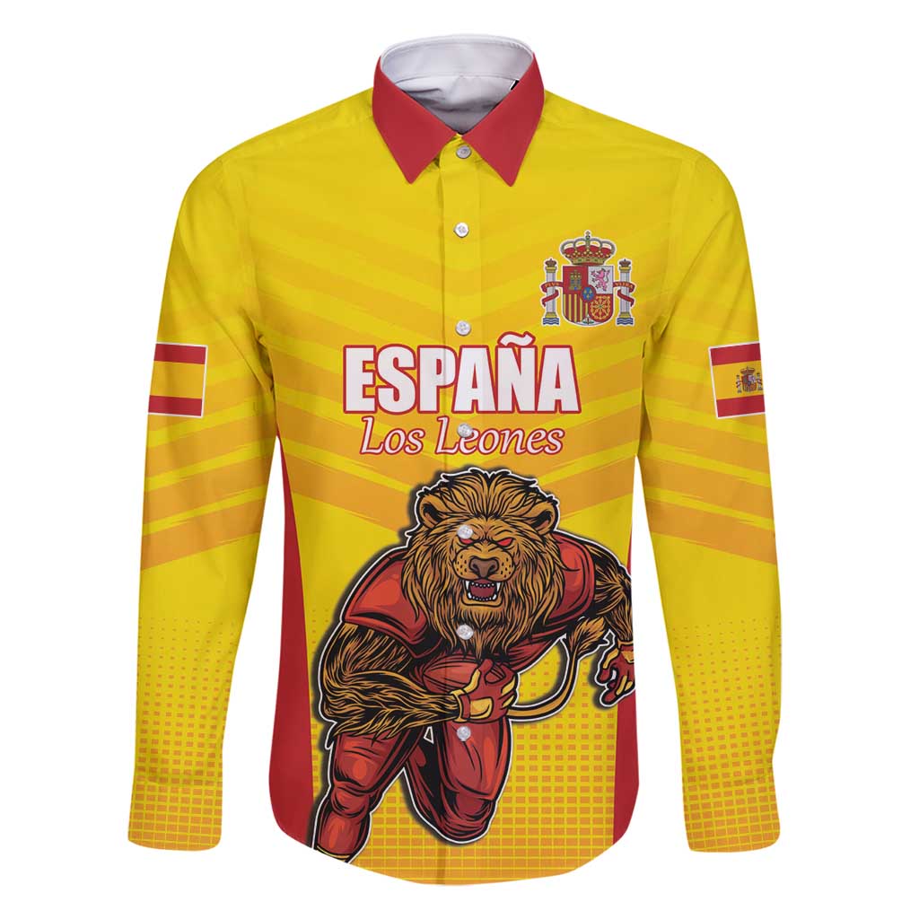 Custom Espana Rugby Spain Family Matching Mermaid Dress and Hawaiian Shirt Lion Mascot Come on Los Leones Yellow Style