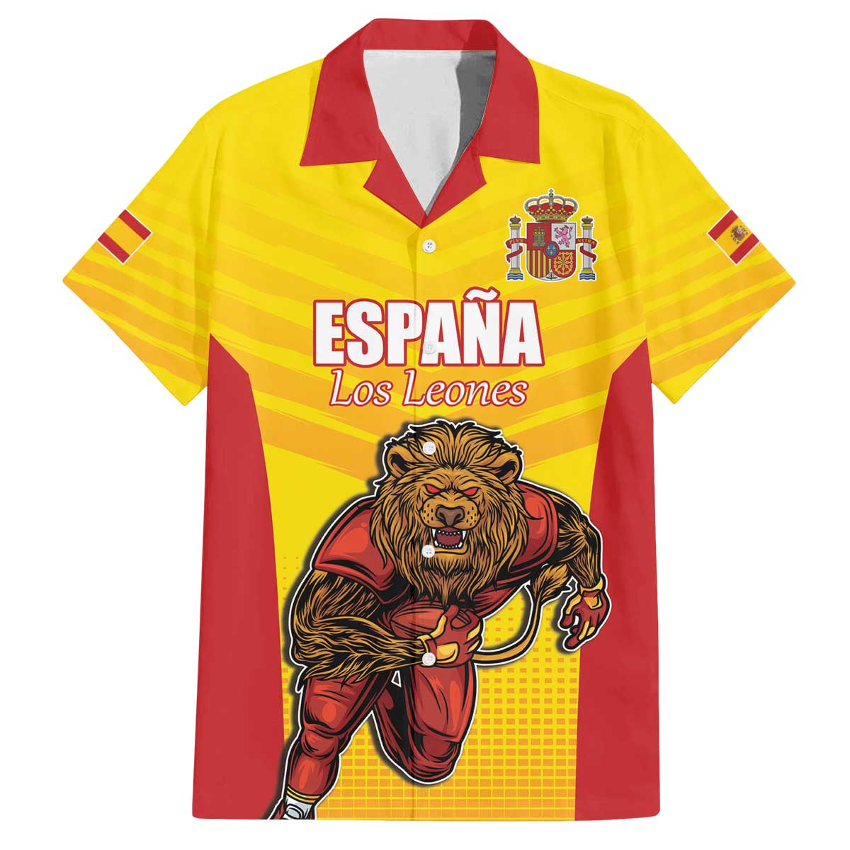 Custom Espana Rugby Spain Family Matching Off The Shoulder Long Sleeve Dress and Hawaiian Shirt Lion Mascot Come on Los Leones Yellow Style