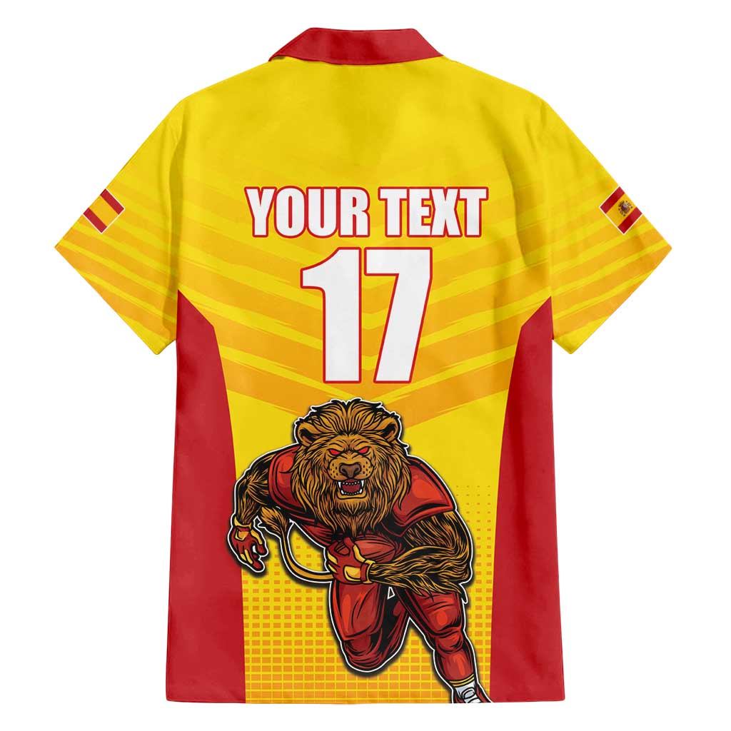 Custom Espana Rugby Spain Family Matching Off Shoulder Maxi Dress and Hawaiian Shirt Lion Mascot Come on Los Leones Yellow Style
