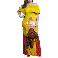 Custom Espana Rugby Spain Family Matching Off Shoulder Maxi Dress and Hawaiian Shirt Lion Mascot Come on Los Leones Yellow Style