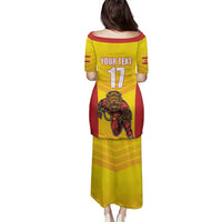 Custom Espana Rugby Spain Family Matching Puletasi and Hawaiian Shirt Lion Mascot Come on Los Leones Yellow Style