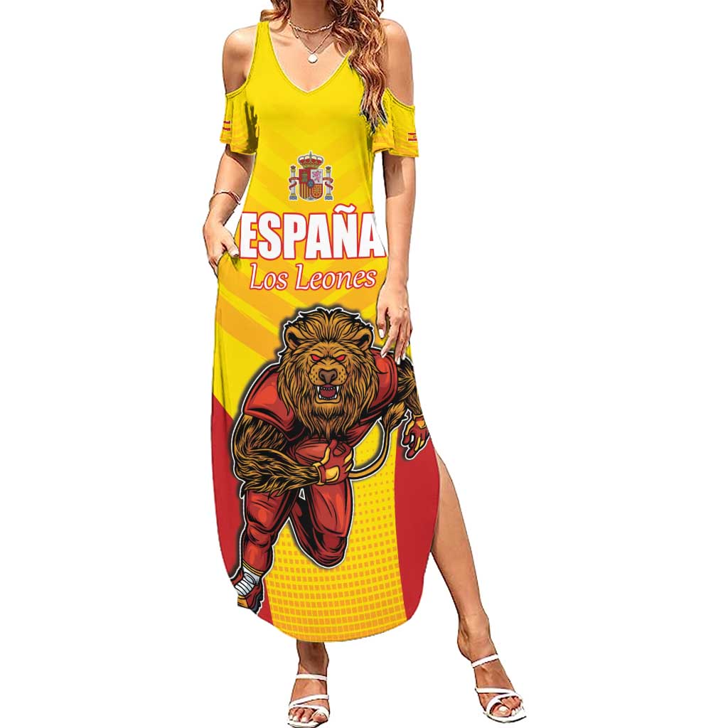 Custom Espana Rugby Spain Family Matching Summer Maxi Dress and Hawaiian Shirt Lion Mascot Come on Los Leones Yellow Style