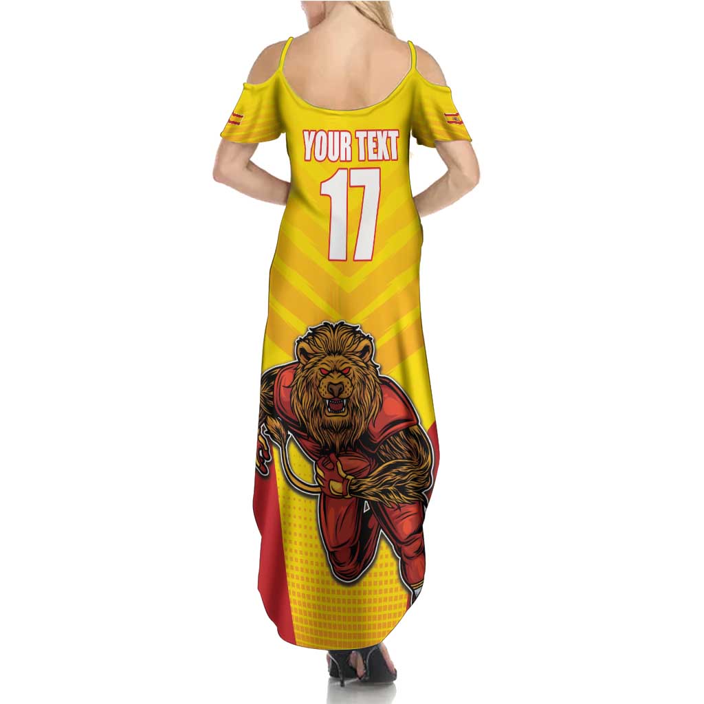 Custom Espana Rugby Spain Family Matching Summer Maxi Dress and Hawaiian Shirt Lion Mascot Come on Los Leones Yellow Style