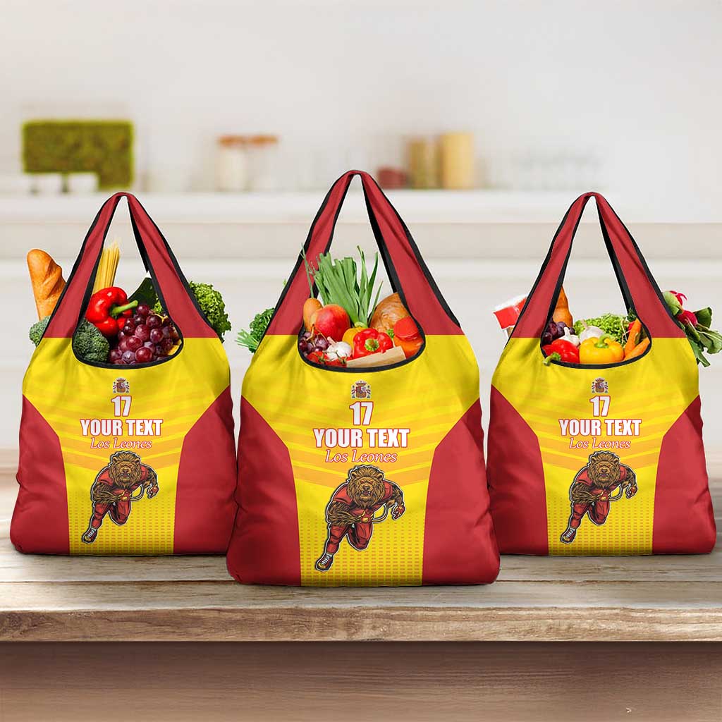 Custom Espana Rugby Spain Grocery Bag Lion Mascot Come on Los Leones Yellow Style