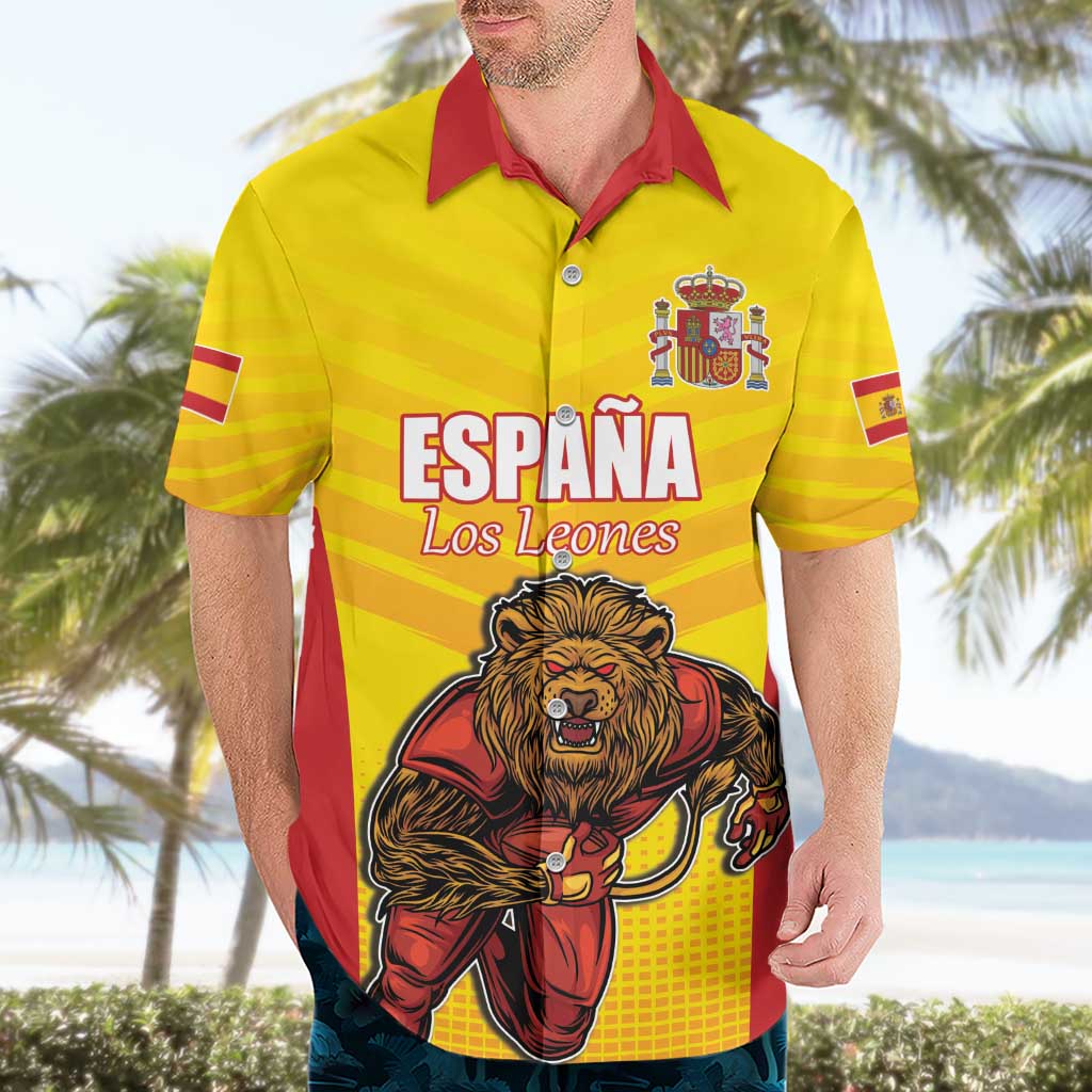 Custom Espana Rugby Spain Hawaiian Shirt Lion Mascot Come on Los Leones Yellow Style