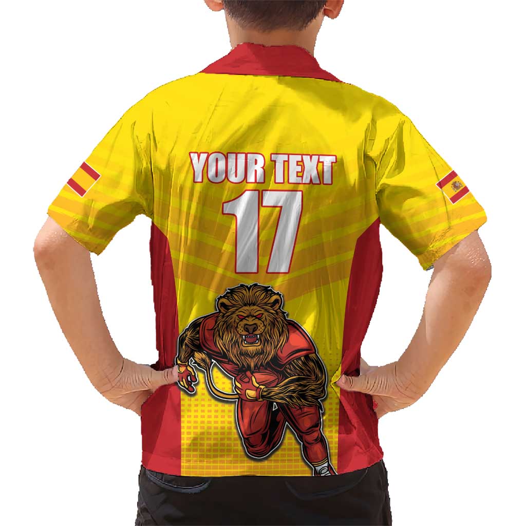 Custom Espana Rugby Spain Hawaiian Shirt Lion Mascot Come on Los Leones Yellow Style