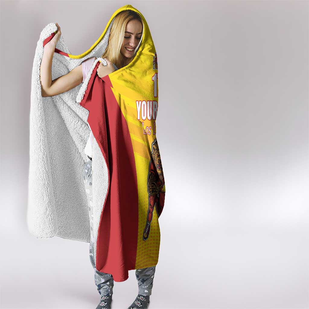 Custom Espana Rugby Spain Hooded Blanket Lion Mascot Come on Los Leones Yellow Style