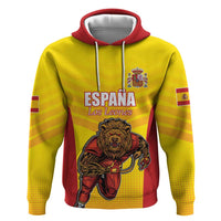 Custom Espana Rugby Spain Hoodie Lion Mascot Come on Los Leones Yellow Style