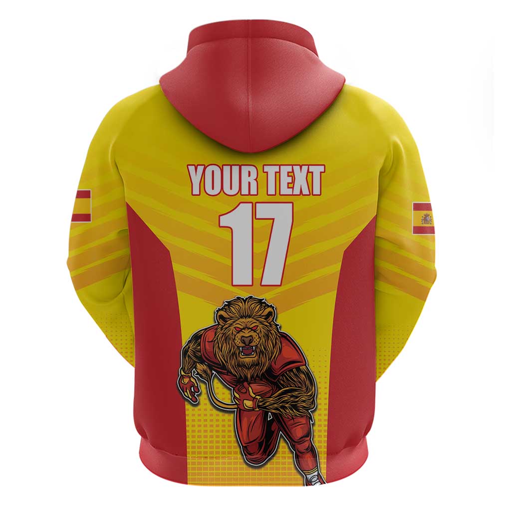 Custom Espana Rugby Spain Hoodie Lion Mascot Come on Los Leones Yellow Style